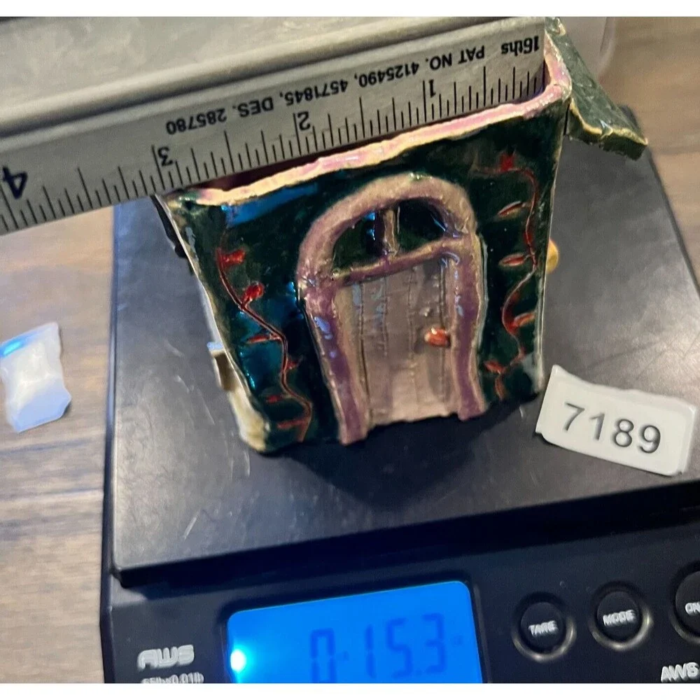 homemade art Funky Ceramic pottery house pencil cup storage unique